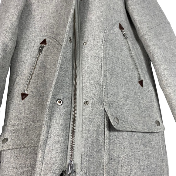 J. Crew Chateau Parka Italian Wool Stadium Cloth Coat B3901 Gray Nello Gori Sz 0 - Picture 5 of 9